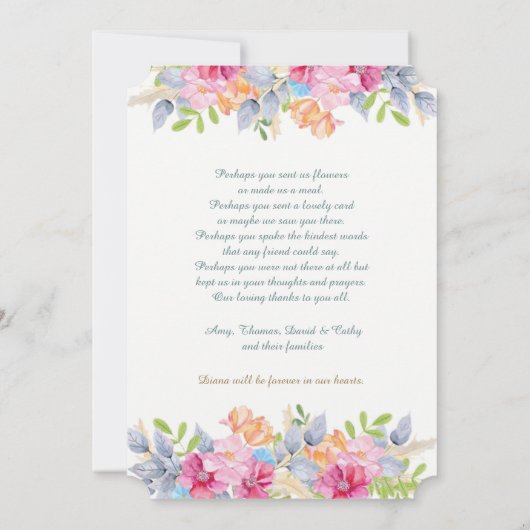 Begrafenis bedankkaarten | Rustieke tuin Kaart (Achterkant)