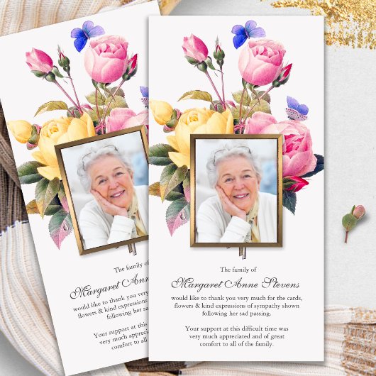 Begrafenis bedankkaarten | Vlinders & Rozen Bedankkaart