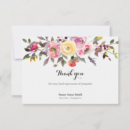 Begrafenis bedankkaarten | Vredige bloemen Bedankkaart (Voorkant)