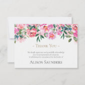 Begrafenis bedankkaarten | Waterverf roze pioenen Bedankkaart (Voorkant)