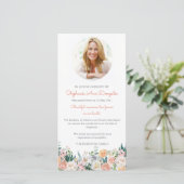 Begrafenis bedankkaarten | Waterverf Rozen Foto Bedankkaart (Staand voorkant)