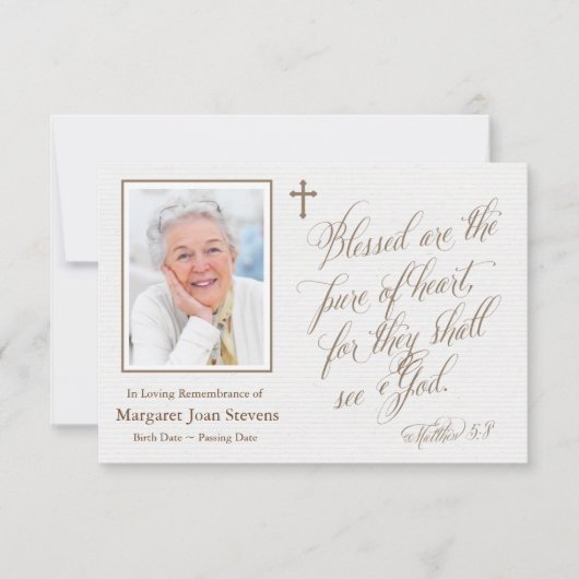 Begrafenis bedankkaarten | Zuiver van hart Bedankkaart (Voorkant)