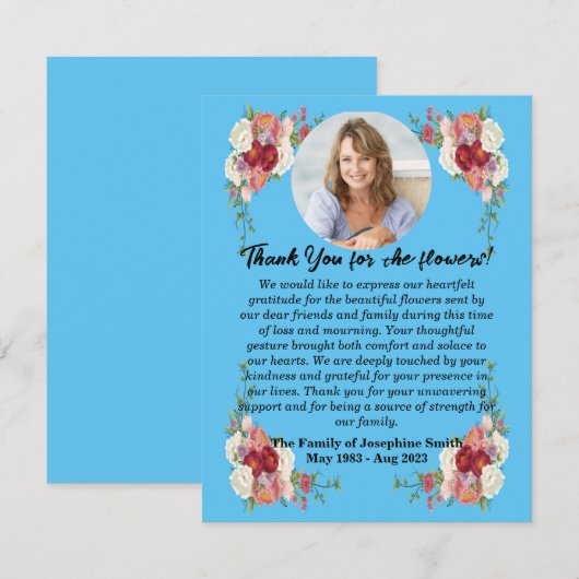 Begrafenis Bedankt voor bloemen na de dood Notitiekaartje (Voorkant / Achterkant)