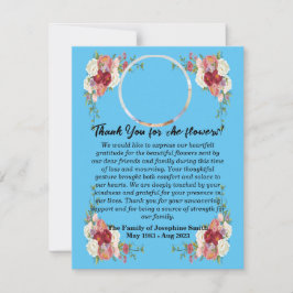 Begrafenis Bedankt voor bloemen na de dood Notitiekaartje