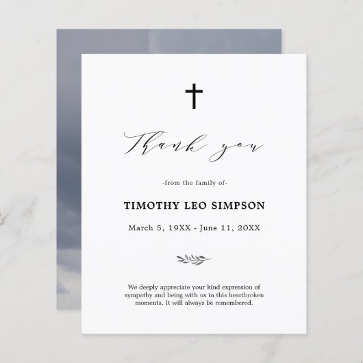 Begrafenis bewolkte sympathie verdriet dank u kaar (Voorkant / Achterkant)