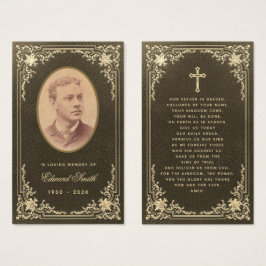 begrafenis Black Gold Memorial Prayer Card Visitekaartje