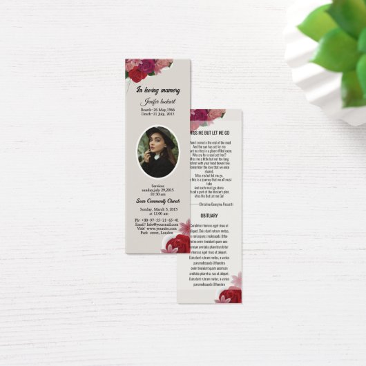 Begrafenis Bladwijzer Sjabloon Mini Visitekaartjes (Bureau)