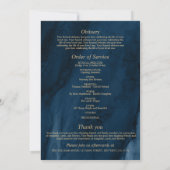 Begrafenis Blauw & Gouden Kalligrafie | Memorial-p Kaart (Achterkant)