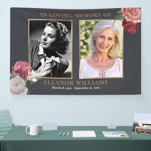 Begrafenis Bloemen 2 foto viering van het leven Spandoek (Beurs)