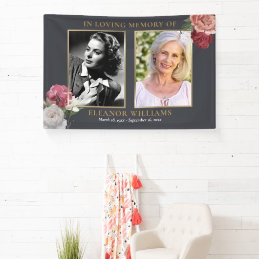 Begrafenis Bloemen 2 foto viering van het leven Spandoek (Insitu)