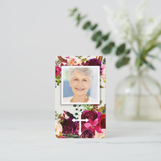 Begrafenis Bloemen Bordo & Cross Gebed Sympathie K Visitekaartje (Staand voorkant)
