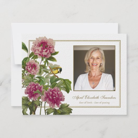 Begrafenis Bloemen Roos Foto Sympathie Dank u kaar Bedankkaart (Voorkant)