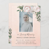 Begrafenis Bloemen Roze Foto Memorial Programma (Voorkant / Achterkant)