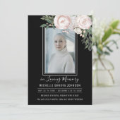 Begrafenis Bloemen Zwart Foto Memorial Prayer Kaar Bedankkaart (Staand voorkant)