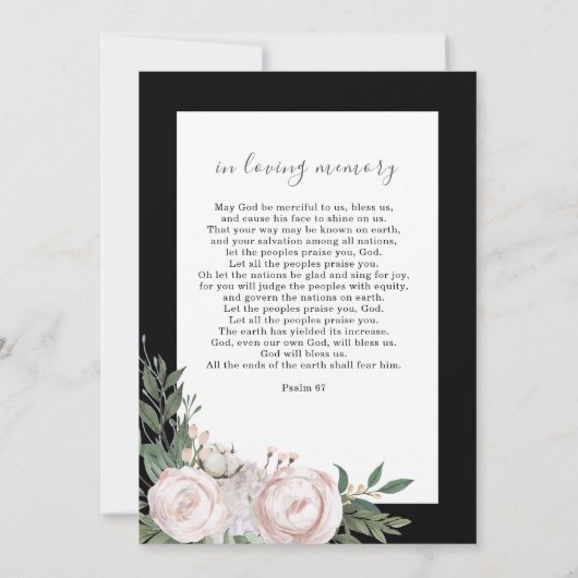 Begrafenis Bloemen Zwart Foto Memorial Prayer Kaar Bedankkaart (Achterkant)