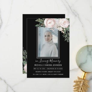 Begrafenis Bloemen Zwart Foto Memorial Prayer Kaar Bedankkaart