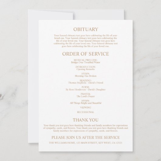 Begrafenis Blush & Blue Flowers Memorial Programma (Achterkant)