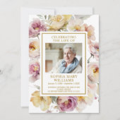 Begrafenis Blush Pink & Yellow Flora Memorial Prog Kaart (Voorkant)