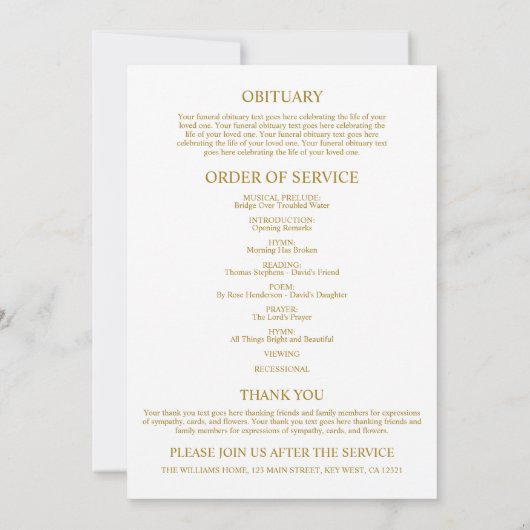 Begrafenis Blush Pink & Yellow Flora Memorial Prog Kaart (Achterkant)