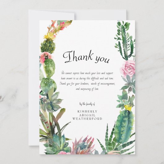 Begrafenis Cactus Bedankkaart (Voorkant)