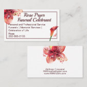 Begrafenis Celebrant Lelie Bloem Visitekaartje (Voorkant / Achterkant)