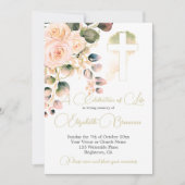 Begrafenis Christelijk bloemig Elegant Roos Kaart (Voorkant)