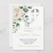 Begrafenis Christelijk Elegant Roos Bloemen Kaart (Voorkant)