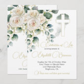 Begrafenis Christelijk Elegant Roos Bloemen Kaart (Voorkant / Achterkant)