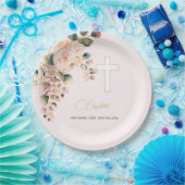 Begrafenis Christelijke foto Elegant Roos Papieren Bordje (Feest)