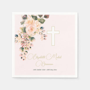 Begrafenis Christelijke foto Elegante Roos Uitnodi Servet