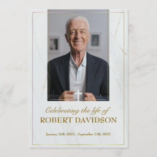 Begrafenis Custom Marble Memorial Fototafel Programmakaart