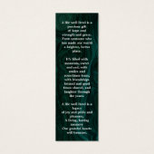 Begrafenis Custom Memorial Bladwijzer Emerald Gree Mini Visitekaartjes (Achterkant)