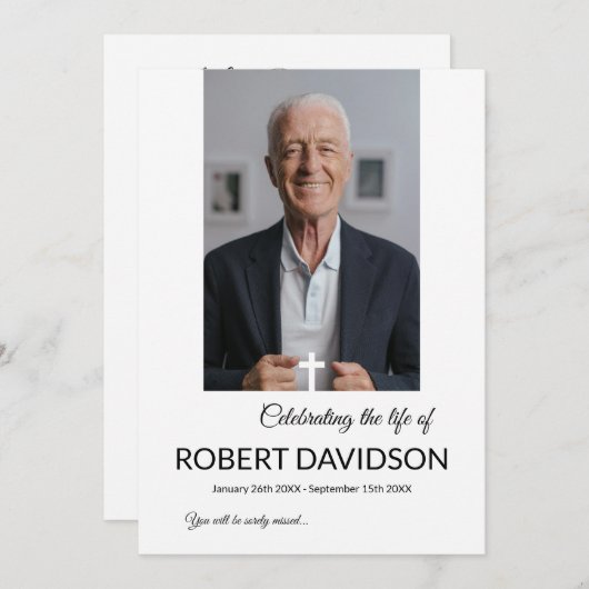 Begrafenis Custom Memorial Fototafel Programmakaart (Voorkant / Achterkant)