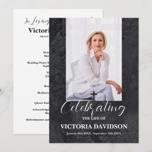 Begrafenis Custom Memorial Fototafel Programmakaart (Voorkant / Achterkant)