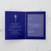 Begrafenis "Dank u" blauw goud religieus Bedankkaart (Binnen)