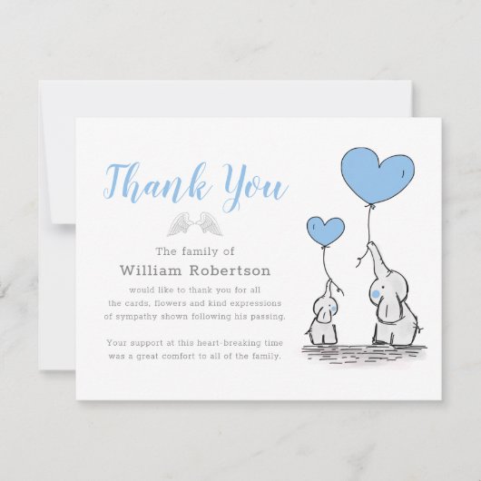 begrafenis dank u | Blauw kinderbed Bedankkaart (Voorkant)