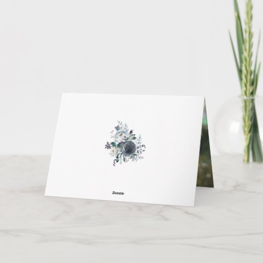 Begrafenis Dank u Blauwe Waterverf Bloemen | FOTO Bedankkaart (Achterkant)