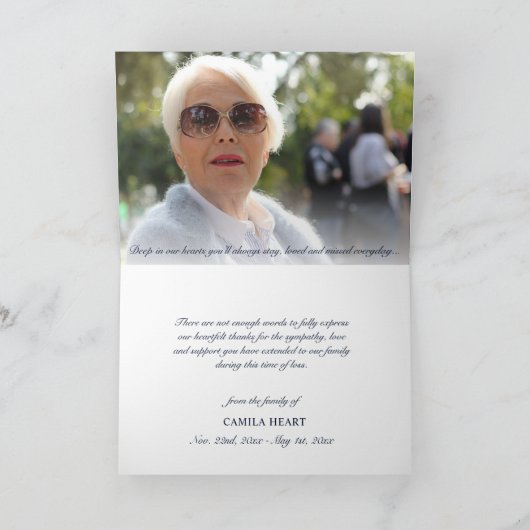 Begrafenis Dank u Blauwe Waterverf Bloemen | FOTO Bedankkaart (Binnen)