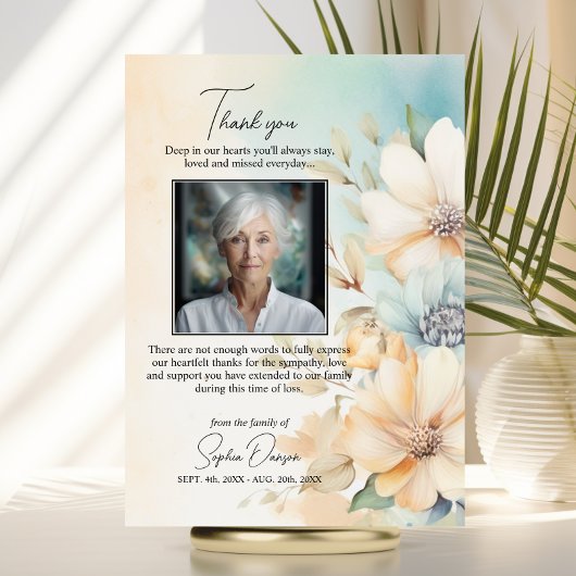 Begrafenis Dank u Bloemen Groen Beige | FOTO Kaart