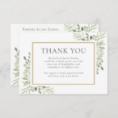 Begrafenis Dank u Foto Botanische Waterverf Kaart (Voorkant / Achterkant)