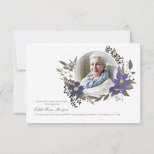 Begrafenis Dank u Foto Floral Kaart (Voorkant)