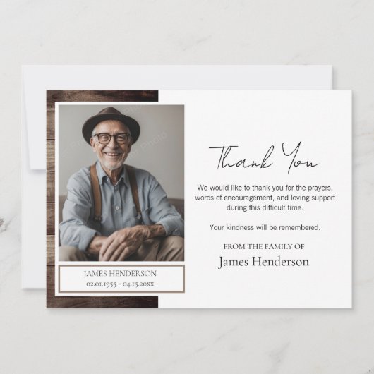 Begrafenis Dank u Foto Kaart (Voorkant)