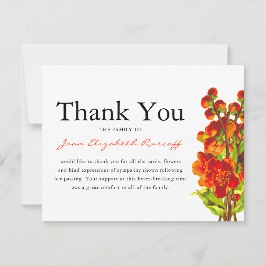 begrafenis dank u | Gedenkteken van rode papaver Bedankkaart (Voorkant)
