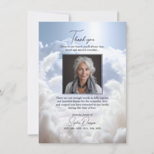 Begrafenis Dank u Hemel Wolken Blue Sky Pampas Kaart (Voorkant)