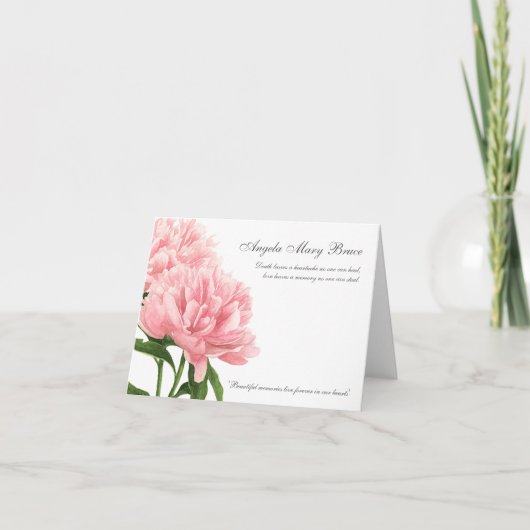 Begrafenis dank u kaarten | Antiek roze pioen (Voorkant)