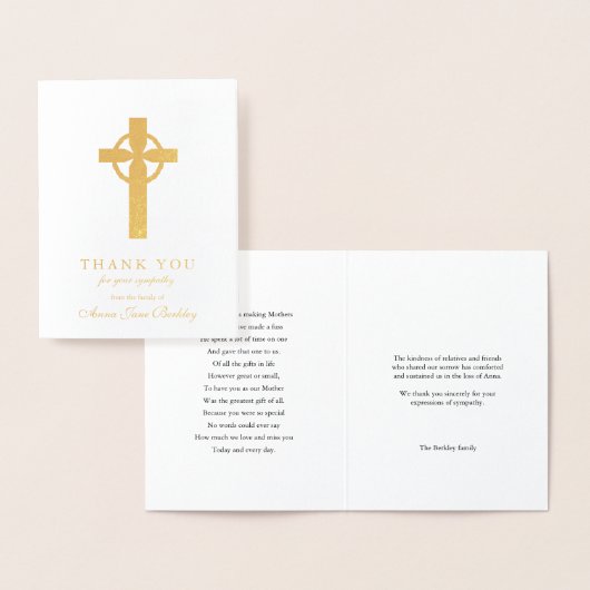 Begrafenis dank u kaarten | Gold Cross 1 Folie (Display)
