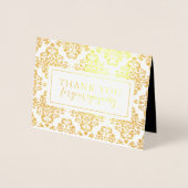 Begrafenis dank u kaarten | Gold Damask Folie Patt (Voorkant)
