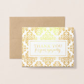 Begrafenis dank u kaarten | Gold Damask Folie Patt (Voorkant met envelop)