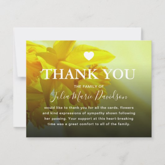 begrafenis dank u | Memorial Daffodil Bedankkaart (Voorkant)