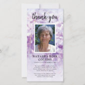 Begrafenis Dank u | Paarse bloemenfoto Kaart (Voorkant)